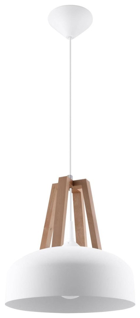 Lampa wisząca CASCO biała/naturalne drewno Lampa wisząca CASCO biała/naturalne drewno