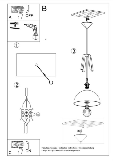Lampa wisząca CASCO biała/naturalne drewno Lampa wisząca CASCO biała/naturalne drewno