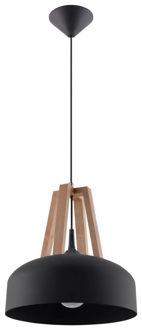 Lampa wisząca CASCO czarna/naturalne drewno Lampa wisząca CASCO czarna/naturalne drewno