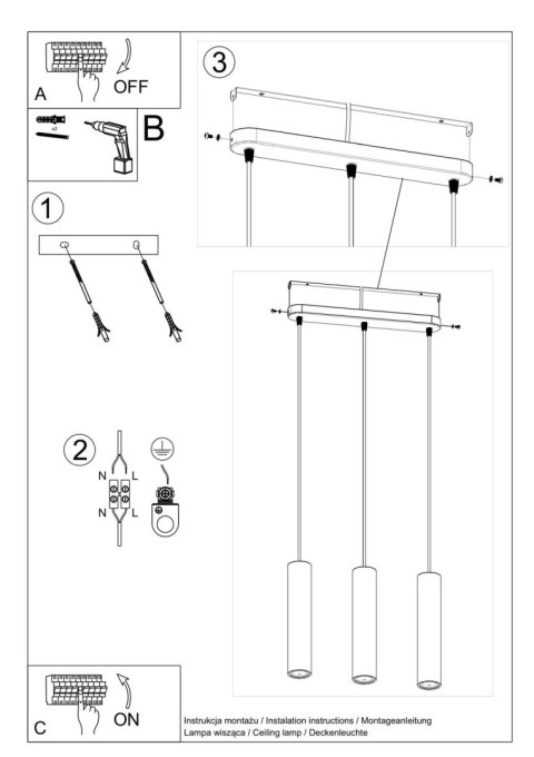 Lampa wisząca LUVO 3L Lampa wisząca LUVO 3L