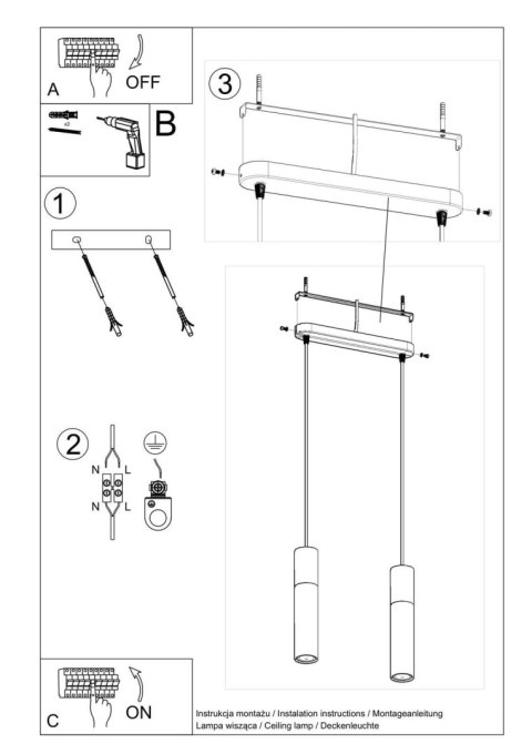 Lampa wisząca PABLO 2 biała Lampa wisząca PABLO 2 biała