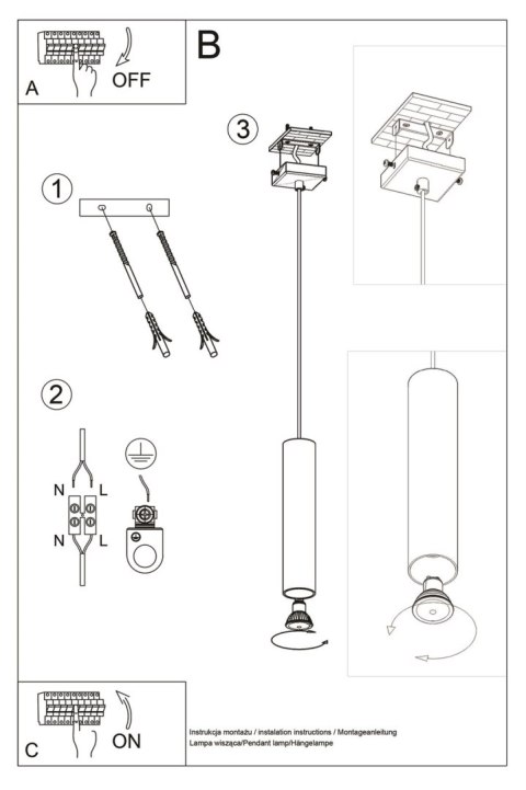 Lampa wisząca LAGOS 1 czarny Lampa wisząca LAGOS 1 czarny