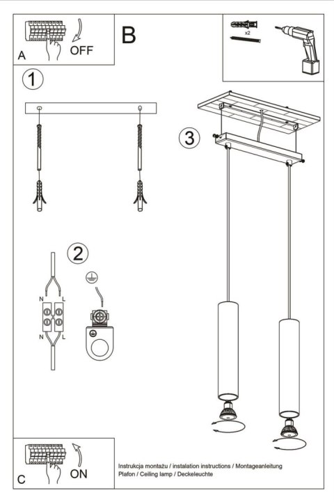 Lampa wisząca LAGOS 2 biały Lampa wisząca LAGOS 2 biały