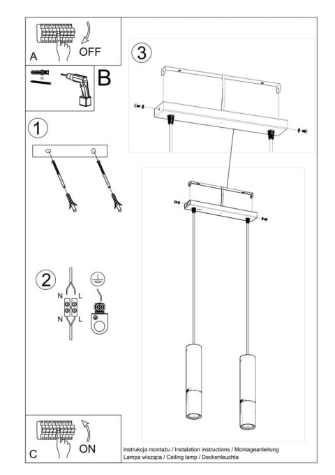 Lampa wisząca LOOPEZ 2 czarny/miedź Lampa wisząca LOOPEZ 2 czarny/miedź
