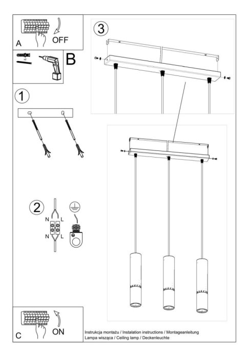 Lampa wisząca LOOPEZ 3L czarny/miedź Lampa wisząca LOOPEZ 3L czarny/miedź