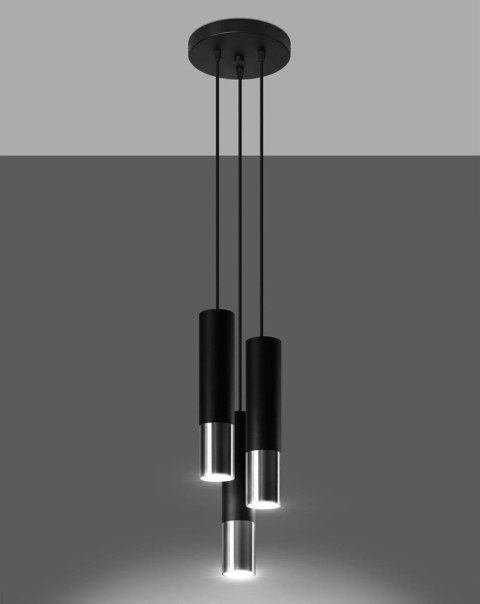 Lampa wisząca LOOPEZ 3P czarny/chrom Lampa wisząca LOOPEZ 3P czarny/chrom