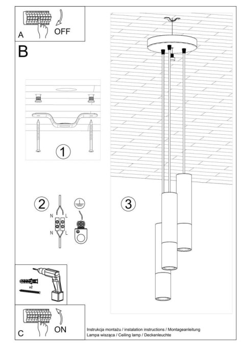 Lampa wisząca LOOPEZ 3P czarny/chrom Lampa wisząca LOOPEZ 3P czarny/chrom