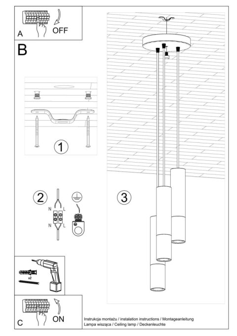Lampa wisząca LOOPEZ 3P czarny/miedź Lampa wisząca LOOPEZ 3P czarny/miedź