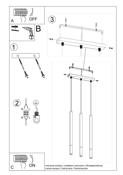 Lampa wisząca MOZAICA 3L czarny/miedź Lampa wisząca MOZAICA 3L czarny/miedź