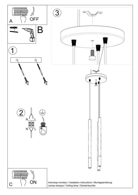Lampa wisząca MOZAICA 3P czarny/miedź Lampa wisząca MOZAICA 3P czarny/miedź