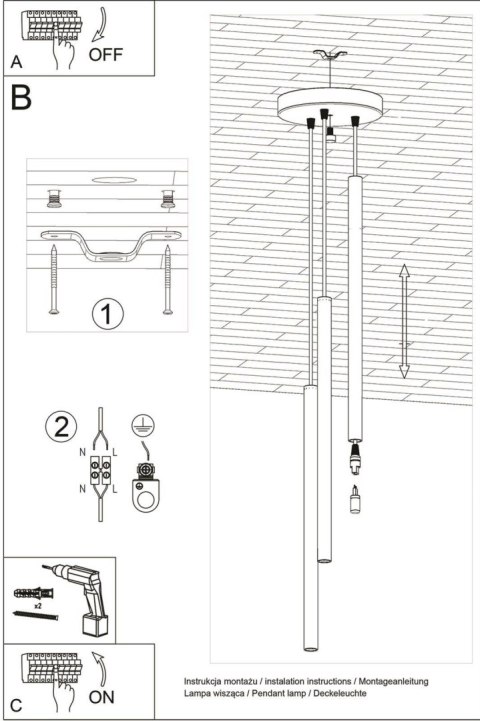 Lampa wisząca PASTELO 3P biała Lampa wisząca PASTELO 3P biała