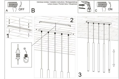 Lampa wisząca PASTELO 5 czarna Lampa wisząca PASTELO 5 czarna