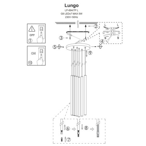 Lampa wisząca Lungo 7xG9 złota LP-894/7P GD Lampa wisząca Lungo 7xG9 złota LP-894/7P GD