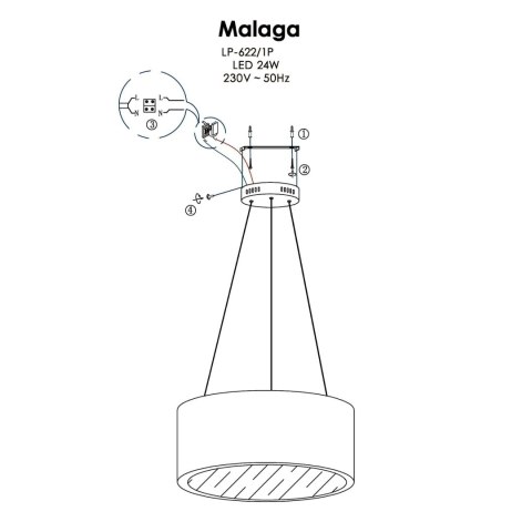 Lampa wisząca Malaga 1xLED biała LP-622/1P WH Lampa wisząca Malaga 1xLED biała LP-622/1P WH