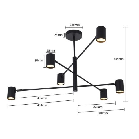 Lampa wisząca Snow 6xGU10 czarna LP-731/6P BK Lampa wisząca Snow 6xGU10 czarna LP-731/6P BK