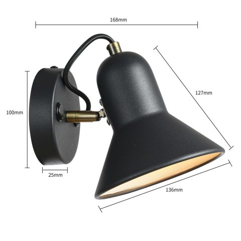 Kinkiet Astama 1xE27 czarny LP-1122/1W BK Kinkiet Astama 1xE27 czarny LP-1122/1W BK
