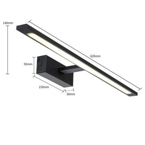 Kinkiet Isla duży 1xLED czarny IP44 GS-LWB-20W BK CCT Kinkiet Isla duży 1xLED czarny IP44 GS-LWB-20W BK CCT