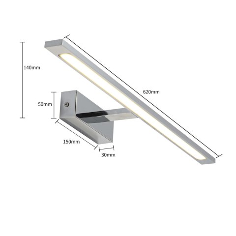 Kinkiet Isla duży 3000K 1xLED chrom IP44 GS-LWB-20W/3 CH Kinkiet Isla duży 3000K 1xLED chrom IP44 GS-LWB-20W/3 CH