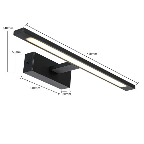 Kinkiet Isla średni 3000K 1xLED czarny IP44 GS-LWB-12W/3 BK Kinkiet Isla średni 3000K 1xLED czarny IP44 GS-LWB-12W/3 BK