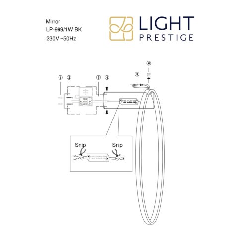 Kinkiet Mirror mały 1xLED czarny LP-999/1W S BK Kinkiet Mirror mały 1xLED czarny LP-999/1W S BK
