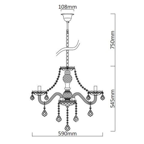 Lampa wisząca Cristallo 5xE14 transparentny LP-2940/5P Lampa wisząca Cristallo 5xE14 transparentny LP-2940/5P