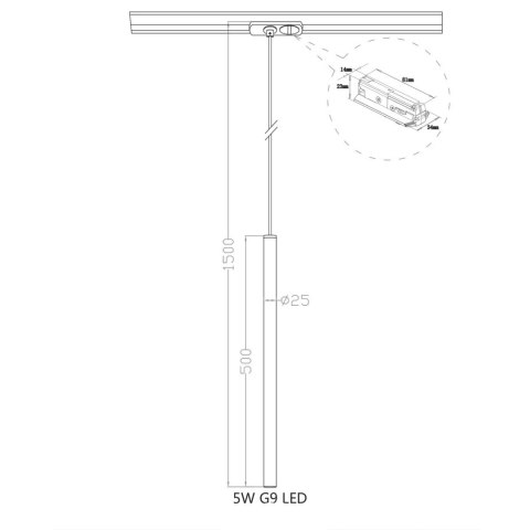 Lampa wisząca Lungo 1 do szynoprzewodu 1F 1xG9 złota LP-894/1P GD 1F Lampa wisząca Lungo 1 do szynoprzewodu 1F 1xG9 złota LP-894/1P GD 1F