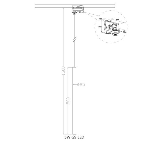 Lampa wisząca Lungo 1 do szynoprzewodu 3F 1xG9 czarna LP-894/1P BK 3F Lampa wisząca Lungo 1 do szynoprzewodu 3F 1xG9 czarna LP-894/1P BK 3F