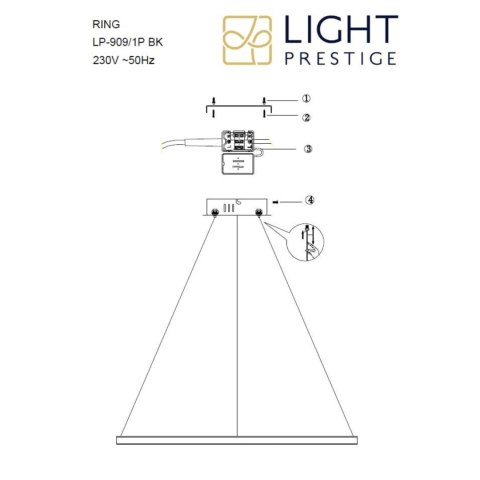 Lampa wisząca Ring mały 4000K 1xLED czarny LP-909/1P 4S BK Lampa wisząca Ring mały 4000K 1xLED czarny LP-909/1P 4S BK