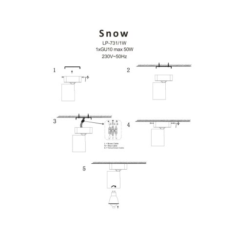 Spot Snow 1xGU10 biały LP-731/1W WH Spot Snow 1xGU10 biały LP-731/1W WH