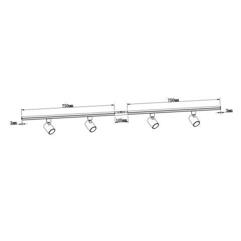 Zestaw oświetlenia szynowego Snow 1F 4xGU10 LP-737 BK SET Zestaw oświetlenia szynowego Snow 1F 4xGU10 LP-737 BK SET