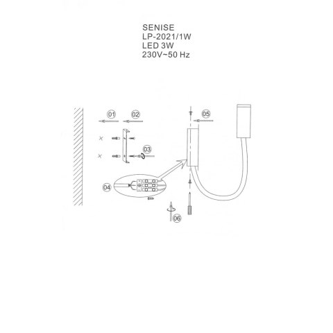 Kinkiet Senise 1xLED czarny LP-2021/1W BK