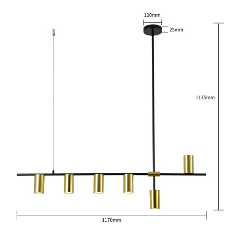 Lampa wisząca Arizona 6xGU10 czarno/złota LP-074/6PL BK/GD Lampa wisząca Arizona 6xGU10 czarno/złota LP-074/6PL BK/GD