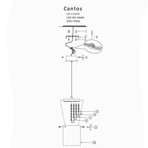 Lampa wisząca Cantos 1xLED transparentna LP-1114/1P Lampa wisząca Cantos 1xLED transparentna LP-1114/1P