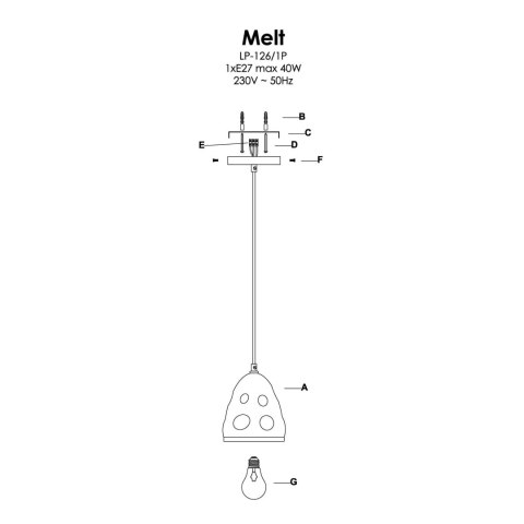 Lampa wisząca Melt 1xE27 czarny LP-126/1P Lampa wisząca Melt 1xE27 czarny LP-126/1P