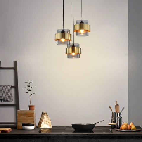 Lampa wisząca Miele 3xE27 złota/dymna LP-866/3P SM/GD Lampa wisząca Miele 3xE27 złota/dymna LP-866/3P SM/GD