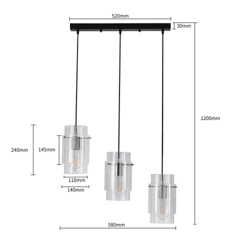 Lampa wisząca Savona 3xE27 transparentna LP-707/3L Lampa wisząca Savona 3xE27 transparentna LP-707/3L