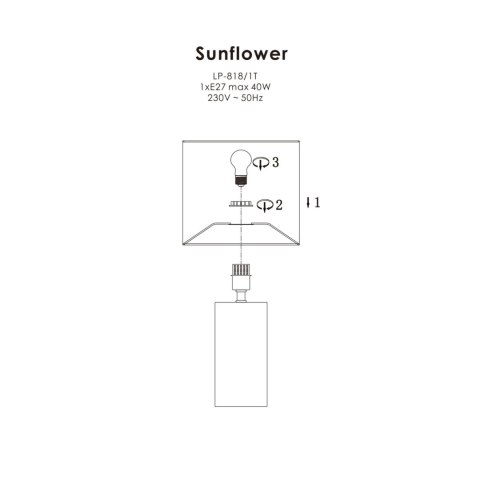 Lampa stołowa Sunflower 1xE27 czarna LP-818/1T BK Lampa stołowa Sunflower 1xE27 czarna LP-818/1T BK
