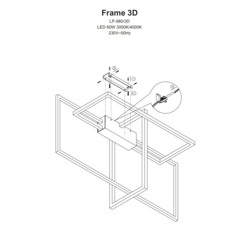 Lampa sufitowa Frame 3D 4000K 1xLED czarna LP-980/3D4 BK Lampa sufitowa Frame 3D 4000K 1xLED czarna LP-980/3D4 BK