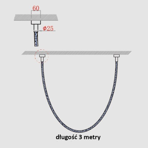Lampa wisząca Rope Light 3M 1xLED biały/złoty LP-642/3M Lampa wisząca Rope Light 3M 1xLED biały/złoty LP-642/3M