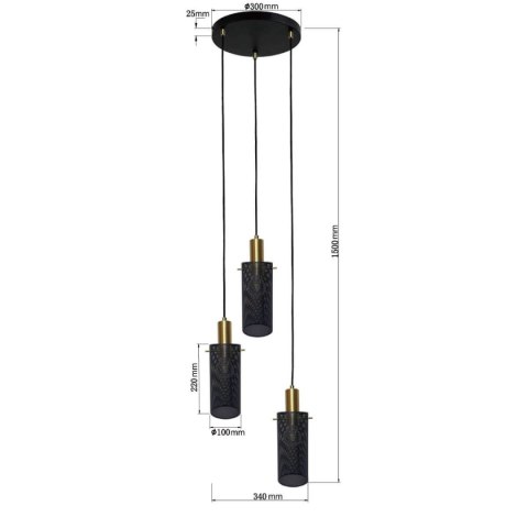 Lampa wisząca Tirana 3xE27 czarna LP-945/3P BK Lampa wisząca Tirana 3xE27 czarna LP-945/3P BK