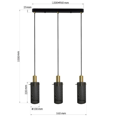 Lampa wisząca Tirana 3xE27 linia czarna LP-945/3L BK Lampa wisząca Tirana 3xE27 linia czarna LP-945/3L BK