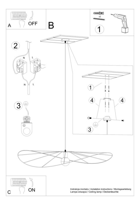 Lampa wisząca ESKOLA 70 czarna Lampa wisząca ESKOLA 70 czarna