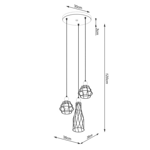 Lampa wisząca SUBA 3P czarna Lampa wisząca SUBA 3P czarna