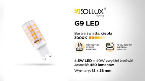 Żarówka LED G9 3000K 4,5W 450lm Żarówka LED G9 3000K 4,5W 450lm