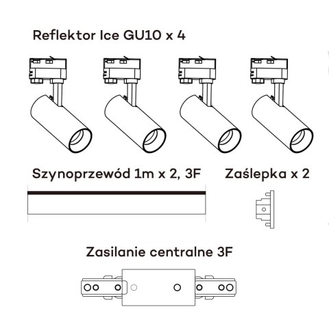 Ice SET 3F 4xGU10 biały LP-732 4W WH SET Ice SET 3F 4xGU10 biały LP-732 4W WH SET