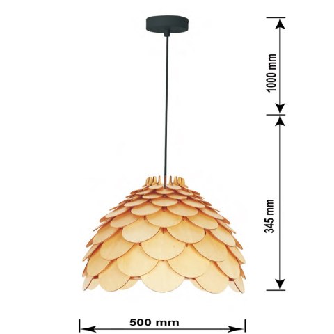 Lampa wisząca Burgo duża 1xE27 drewno LP-101335/1P L Lampa wisząca Burgo duża 1xE27 drewno LP-101335/1P L
