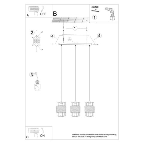 Lampa wisząca GIZUR 3L Lampa wisząca GIZUR 3L
