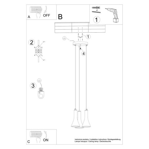 Lampa wisząca REA 3P beton Lampa wisząca REA 3P beton