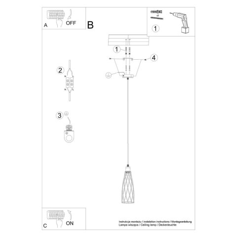 Lampa wisząca SUBA 1 czarna Lampa wisząca SUBA 1 czarna
