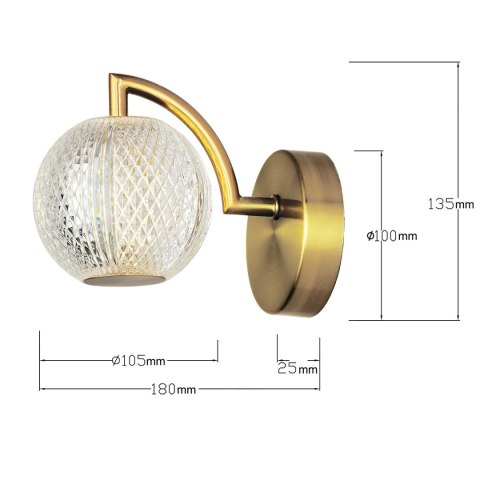 Kinkiet Diamond 1xLED CCT złoty LP-2202/1W GD Kinkiet Diamond 1xLED CCT złoty LP-2202/1W GD